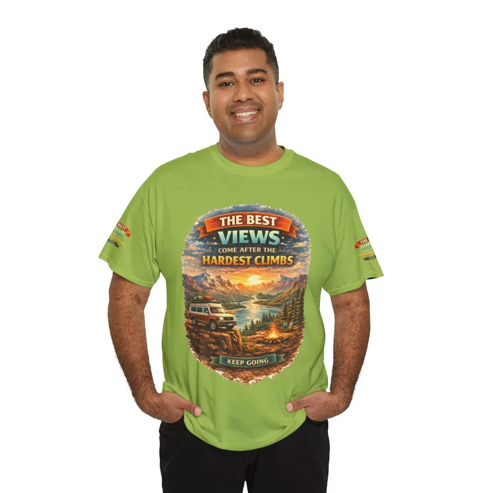 Unisex Heavy Cotton Tee — "The Best Views" Design Scenic-Line