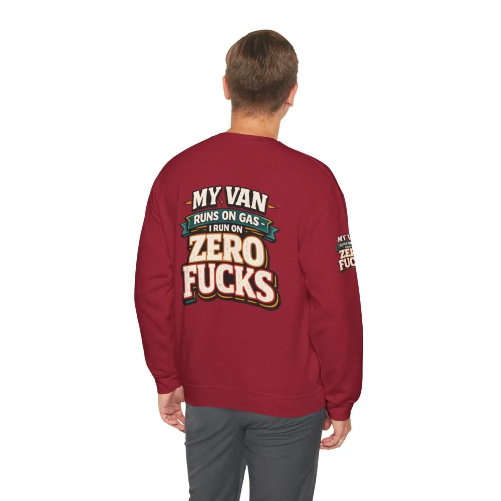 Unisex Heavy Blend™ Crewneck Sweatshirt — "My Van Runs On Gas" Design F**K-Line