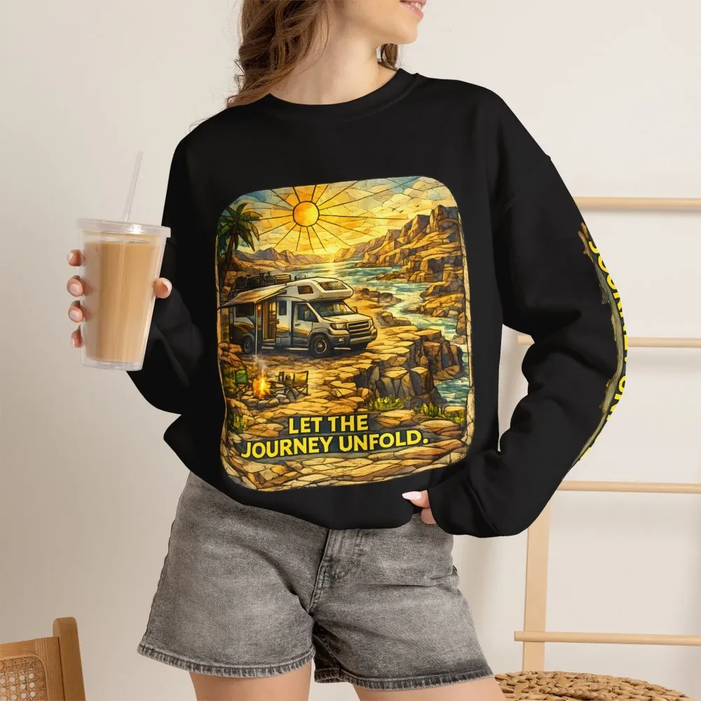 15829163252568209094_2048.jpeg Unisex Heavy Blend™ Crewneck Sweatshirt — "Let The Journey Unfold" Design Cubic-Line