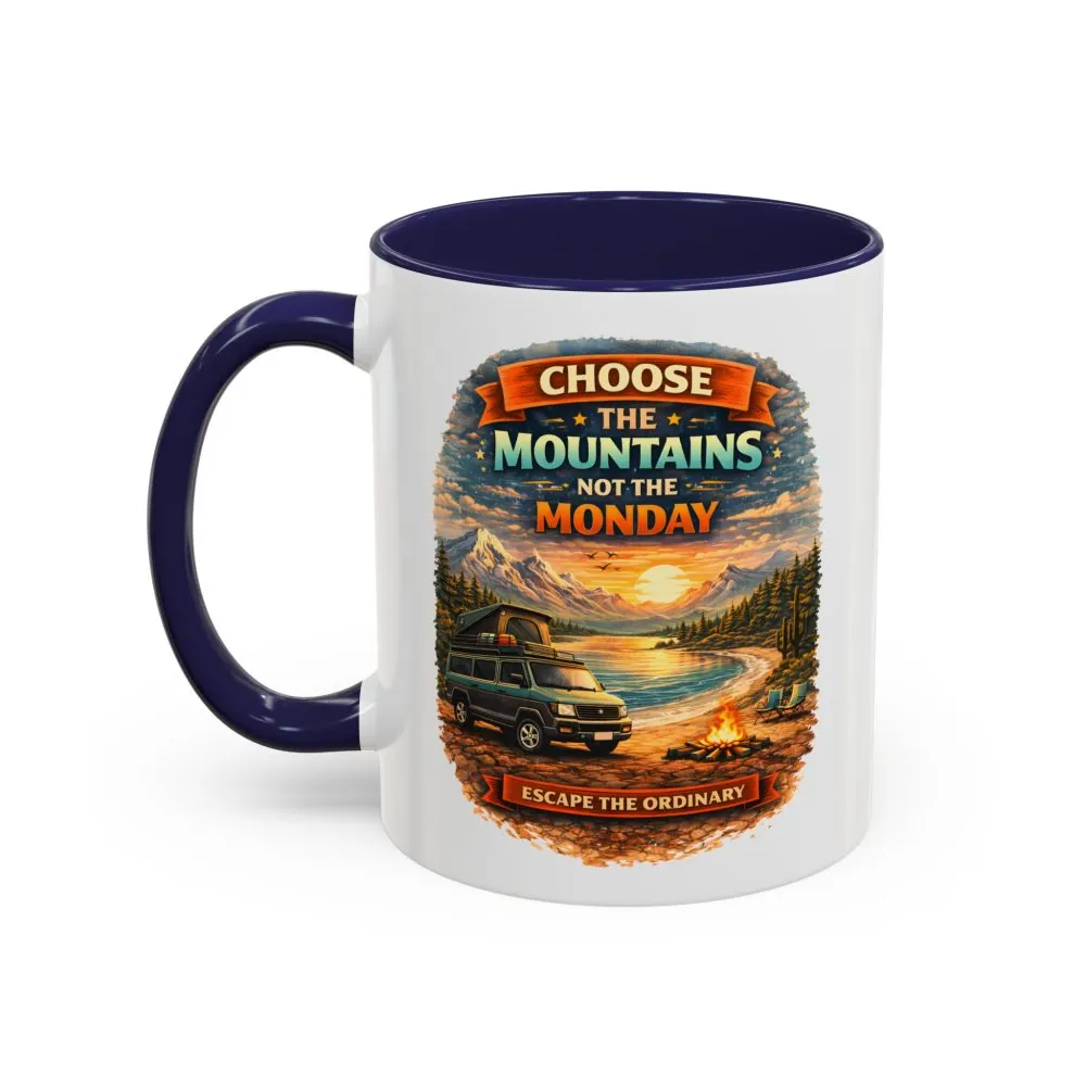 Accent Coffee Mug (11, 15oz) — "Choose The Mountens" Design Scenic-Line
