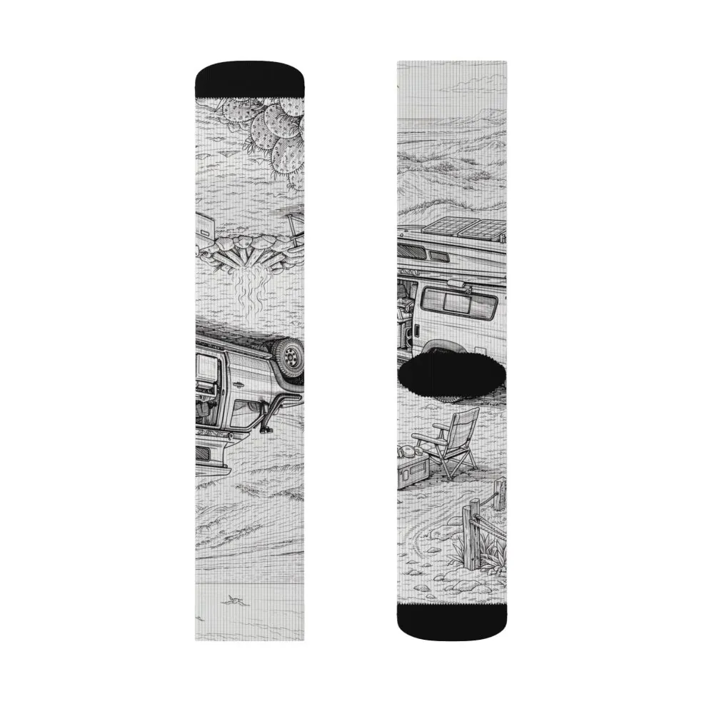 Sublimation Socks — Retro Camper Roadtrip Crew Socks