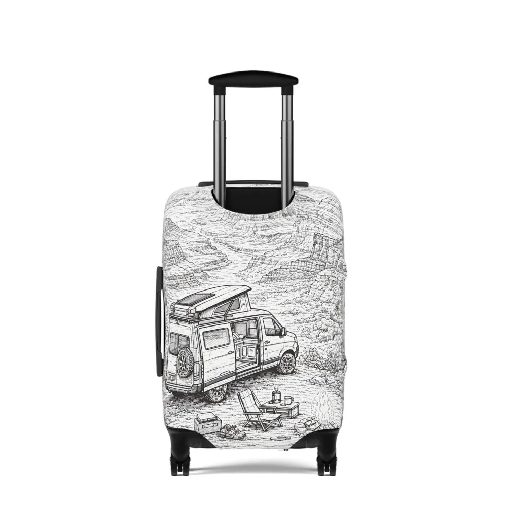 Luggage Cover — Adventure Camper Sketch Travel Suitcase