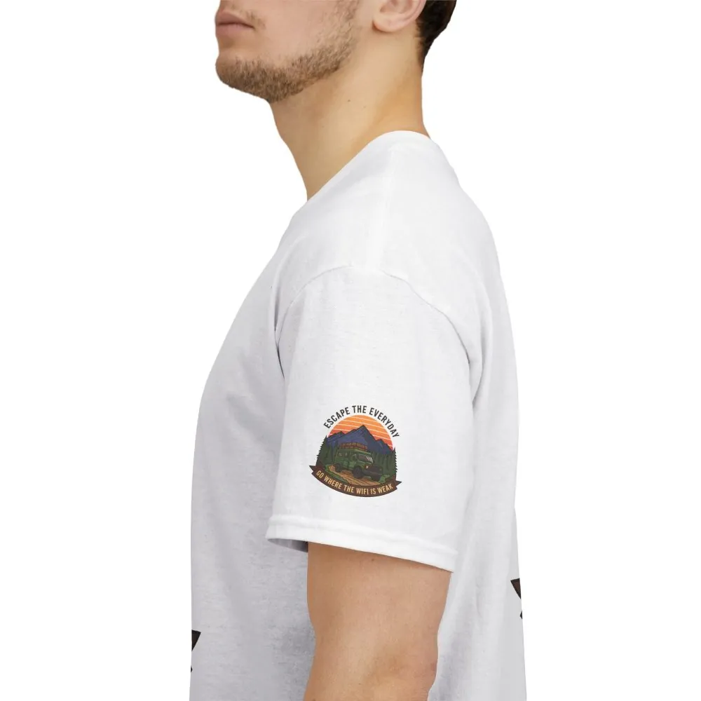 Unisex Heavy Cotton Tee — "Go Where the WiFi Is Weak" Adventure Shirt