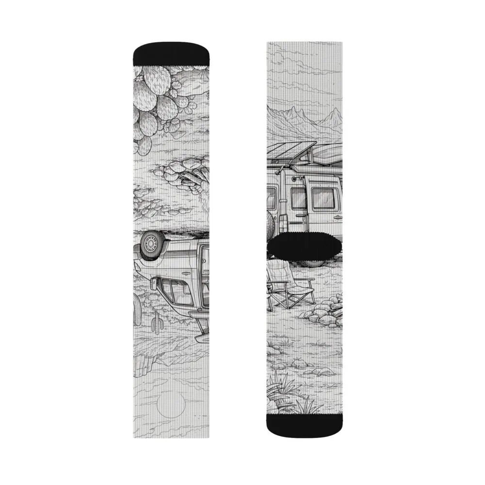 Sublimation Socks — Retro Camper Roadtrip Crew Socks