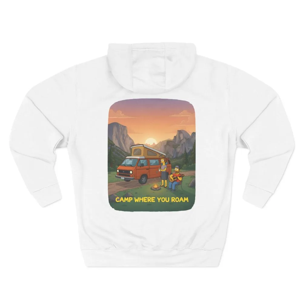 Three-Panel Fleece Hoodie - "Camp Where You Roam" Design Sitcom-Line