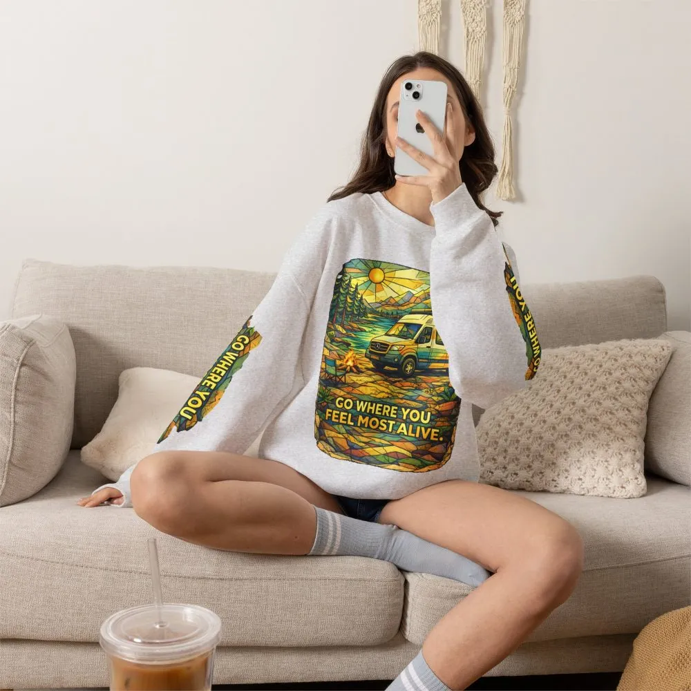 1584534050524276406_2048.jpeg Unisex Heavy Blend™ Crewneck Sweatshirt — "Go Where You Feel Most Alive" Design Cubic-Line