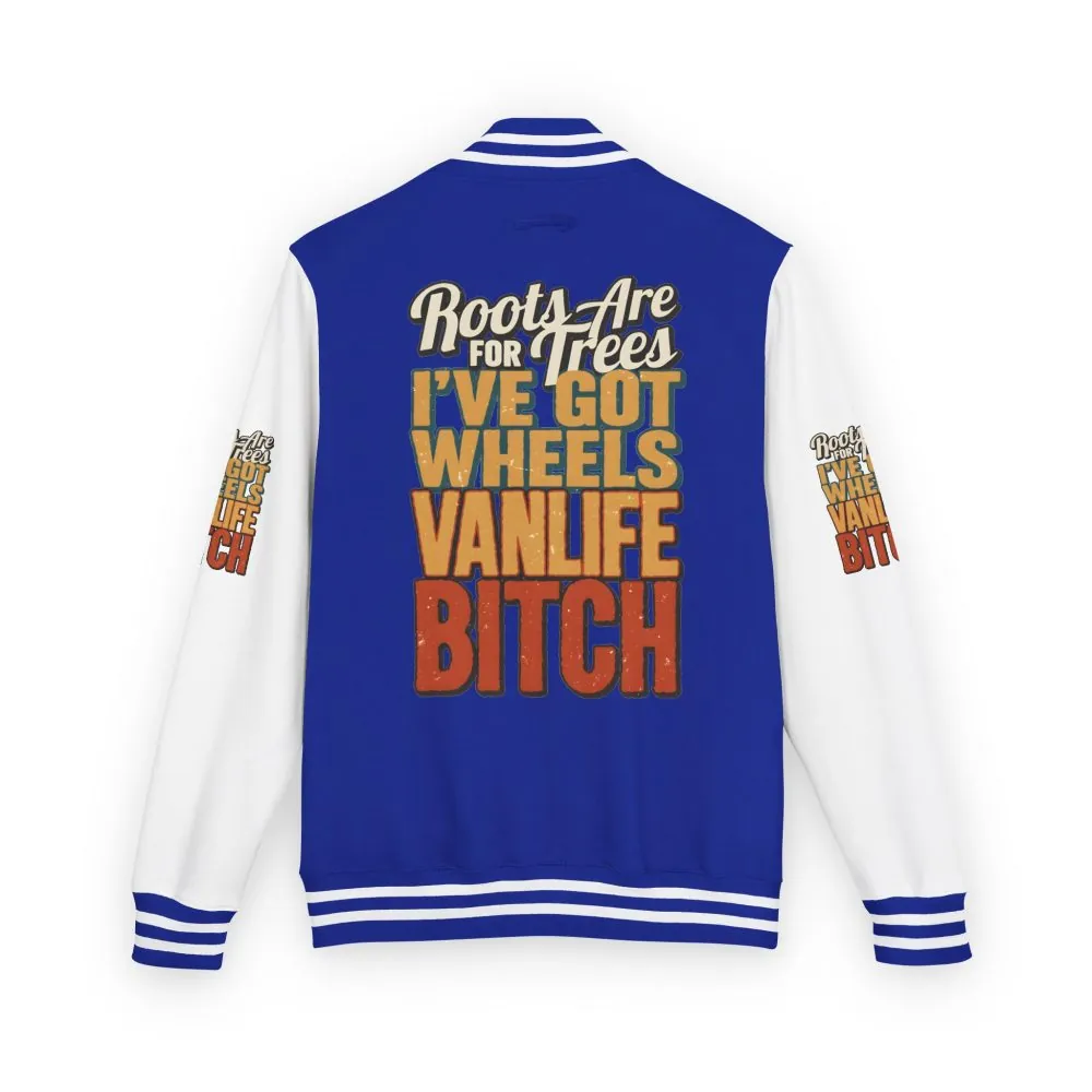 Unisex Heavyweight Letterman Jacket — "Roots Are For Trees" Design F**K-Line