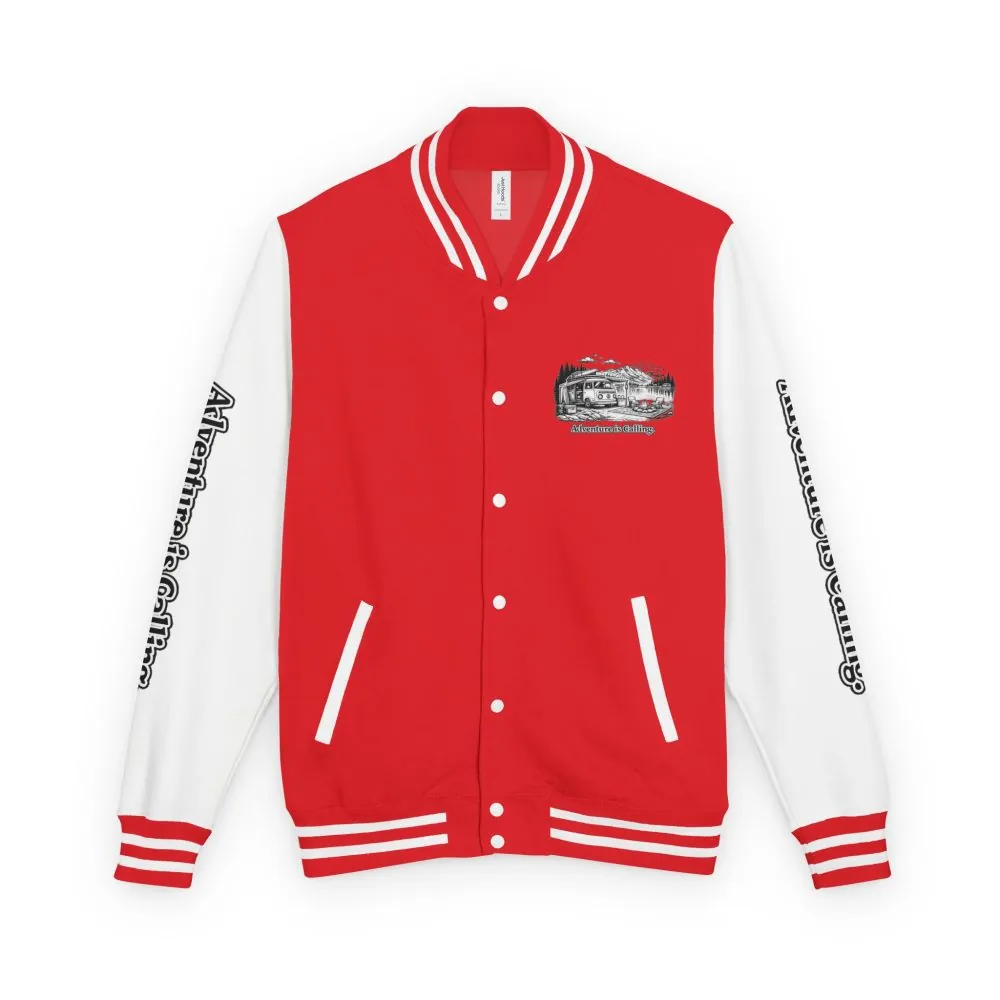 Unisex Heavyweight Letterman Jacket — "Adventure Is Calling" Travel Varsity Coat