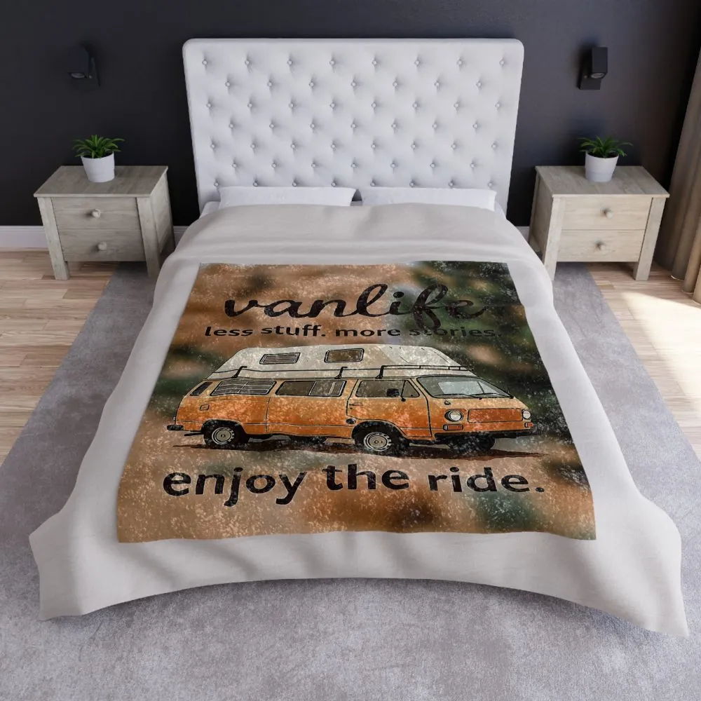 Crushed Velvet Blanket — Vanlife Camper Blanket: “vanlife — less stuff, more stories. enjoy the ride.” Cozy Travel Throw for Campers & [...]