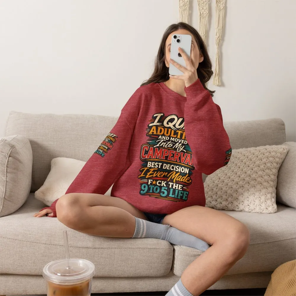 Unisex Heavy Blend™ Crewneck Sweatshirt — "I Quit Adulting" Design F**K-Line
