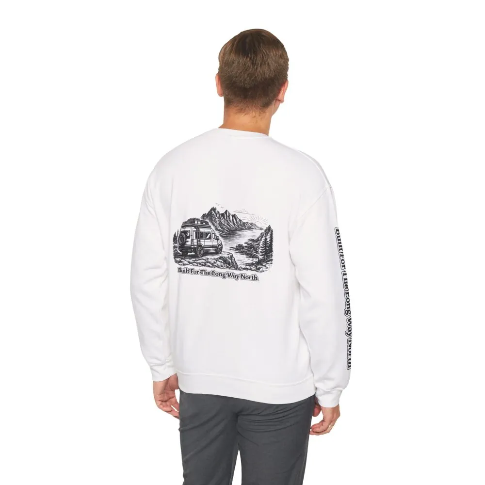 Unisex Heavy Blend™ Crewneck Sweatshirt — "Built For The Long Way North" Design Minimal-Line