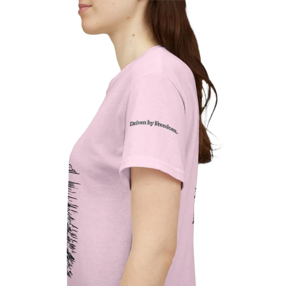 15872667134418461390_2048.jpeg Unisex Heavy Cotton Tee — ""Driven By Freedom" Design Minimal-Line