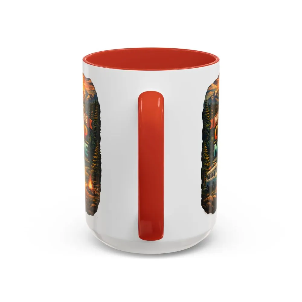 Accent Coffee Mug (11, 15oz) — "Work Less-Camp More" Design Scenic-Line