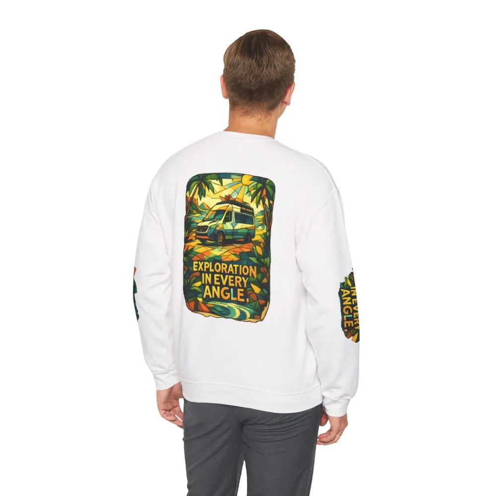 Unisex Heavy Blend™ Crewneck Sweatshirt — "Exploration In Every Angle" Design Cubic-Line