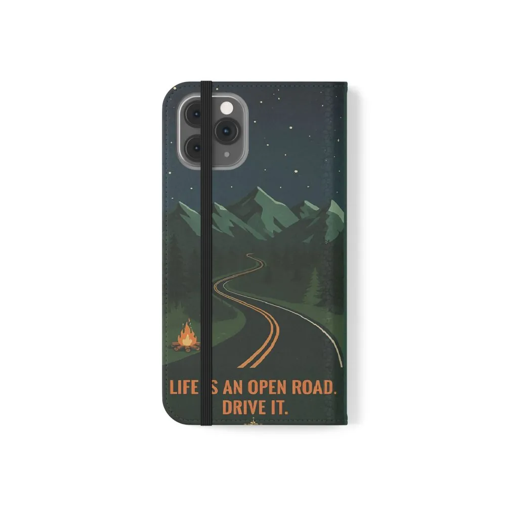 1587878183879444185_2048.jpeg Flip Phone Case — "Roam More Worry Less - Life Is An Open Road" Phone Wallet