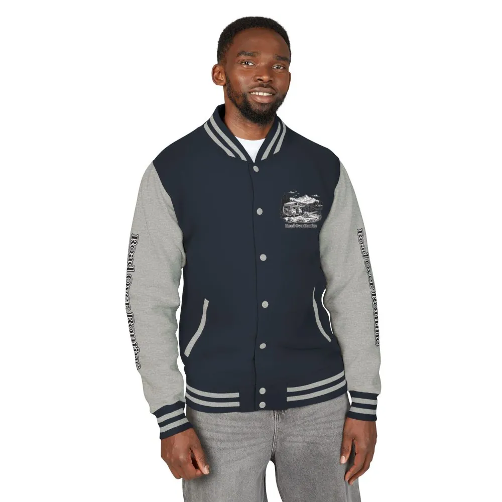Unisex Heavyweight Letterman Jacket — "Road Over Routine" Travel Varsity Coat