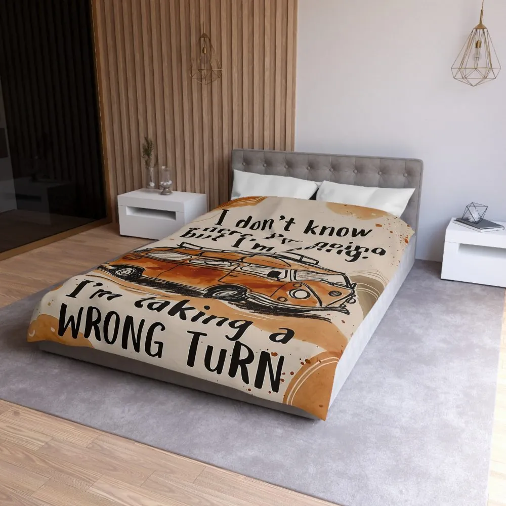 Duvet Cover - 'I Don't Know Where I'm Going' Vintage Camper Quote Microfiber Duvet