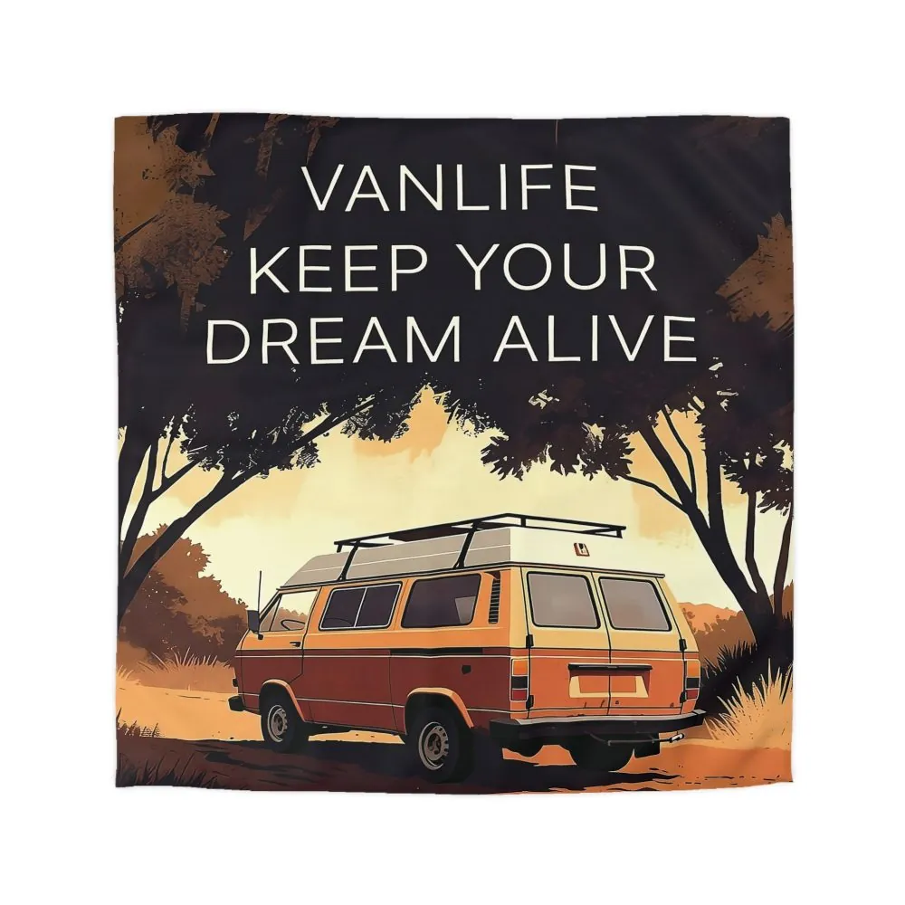 Duvet Cover – "Vanlife Keep Your Dream Alive" Retro Camper Bedding