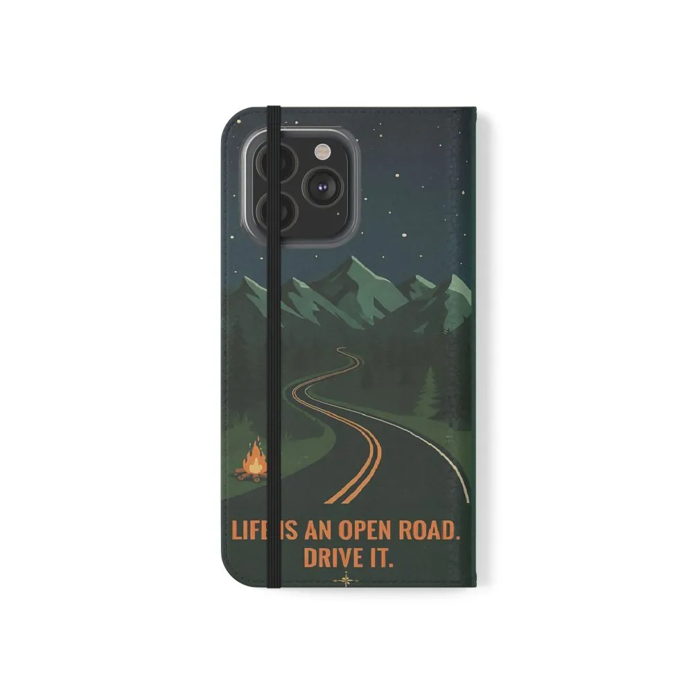 15895971978129832523_2048.jpeg Flip Phone Case — "Roam More Worry Less - Life Is An Open Road" Phone Wallet