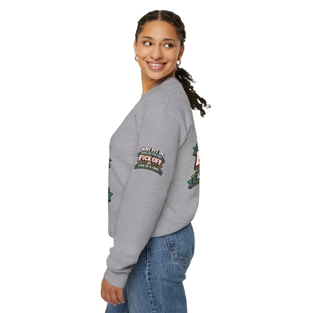Unisex Heavy Blend™ Crewneck Sweatshirt — "Why Fit In" Design F**K-Line