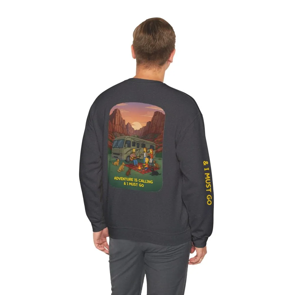 15909478540172164020_2048.jpeg Unisex Heavy Blend™ Crewneck Sweatshirt — "Adventure Is Calling-I Must Go" Design Sitcom-Line