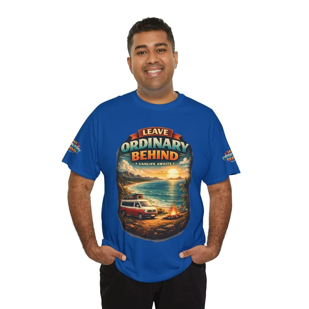 Unisex Heavy Cotton Tee — "Leave Ordinary Behind" Design Scenic-Line