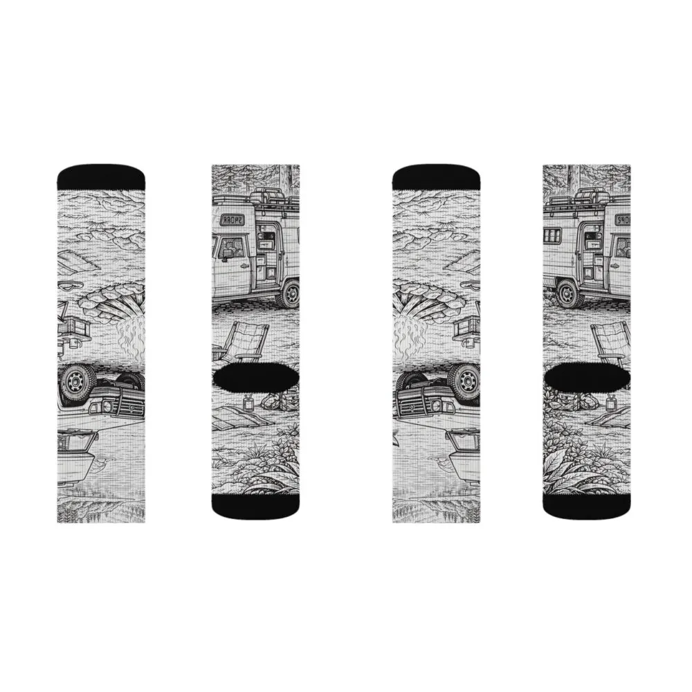Sublimation Socks — Retro Camper Roadtrip Crew Socks