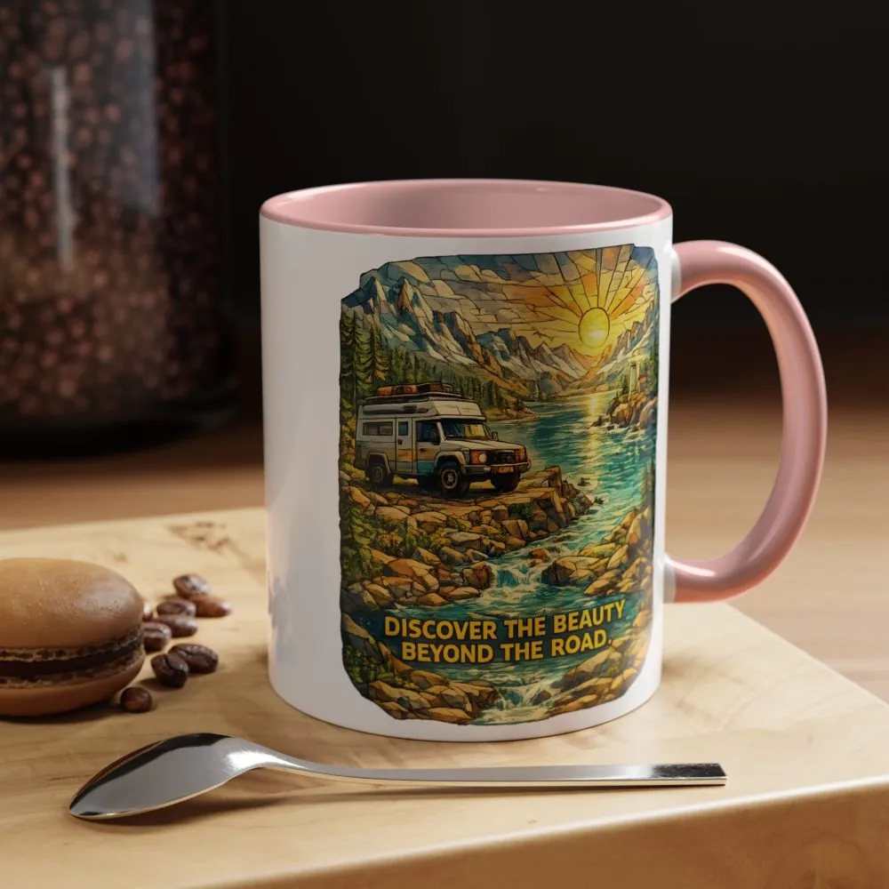 15930355773556031423_2048.jpeg Accent Coffee Mug (11, 15oz) — "Discover The Bieuty Beyond The Road" Design Cubic-Line