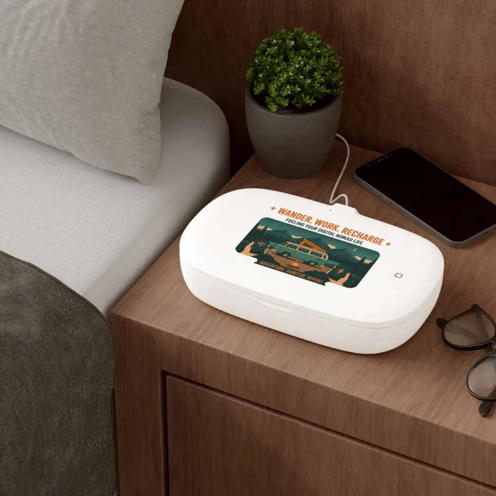 UV Phone Sanitizer & Wireless Charging Pad — “Wander. Work. Recharge.” Adventure Van Design