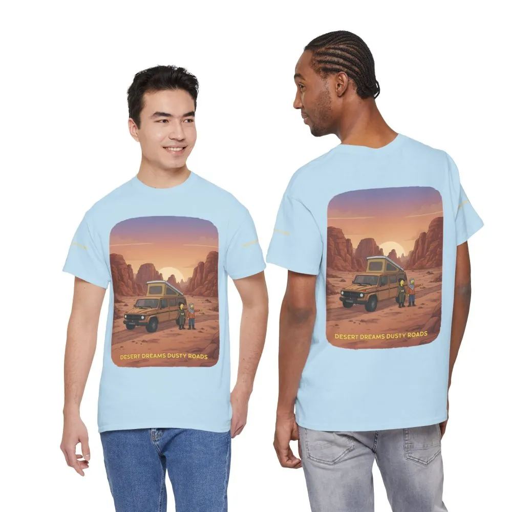 Unisex Heavy Cotton Tee — "Desert Dreams Dusty Roads" Design Sitcom-Line