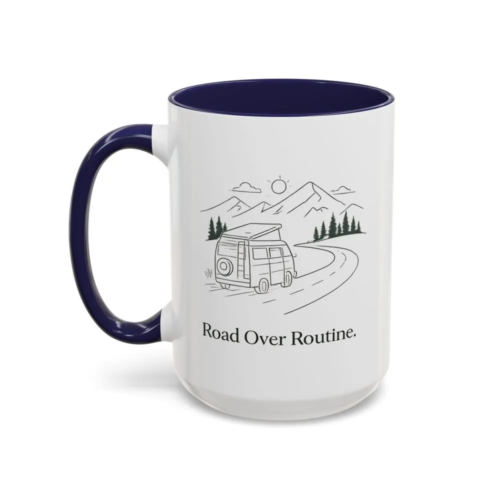 15960393697591388187_2048.jpeg Accent Coffee Mug (11, 15oz) — "Road Over Routine" Design Minimal-Line