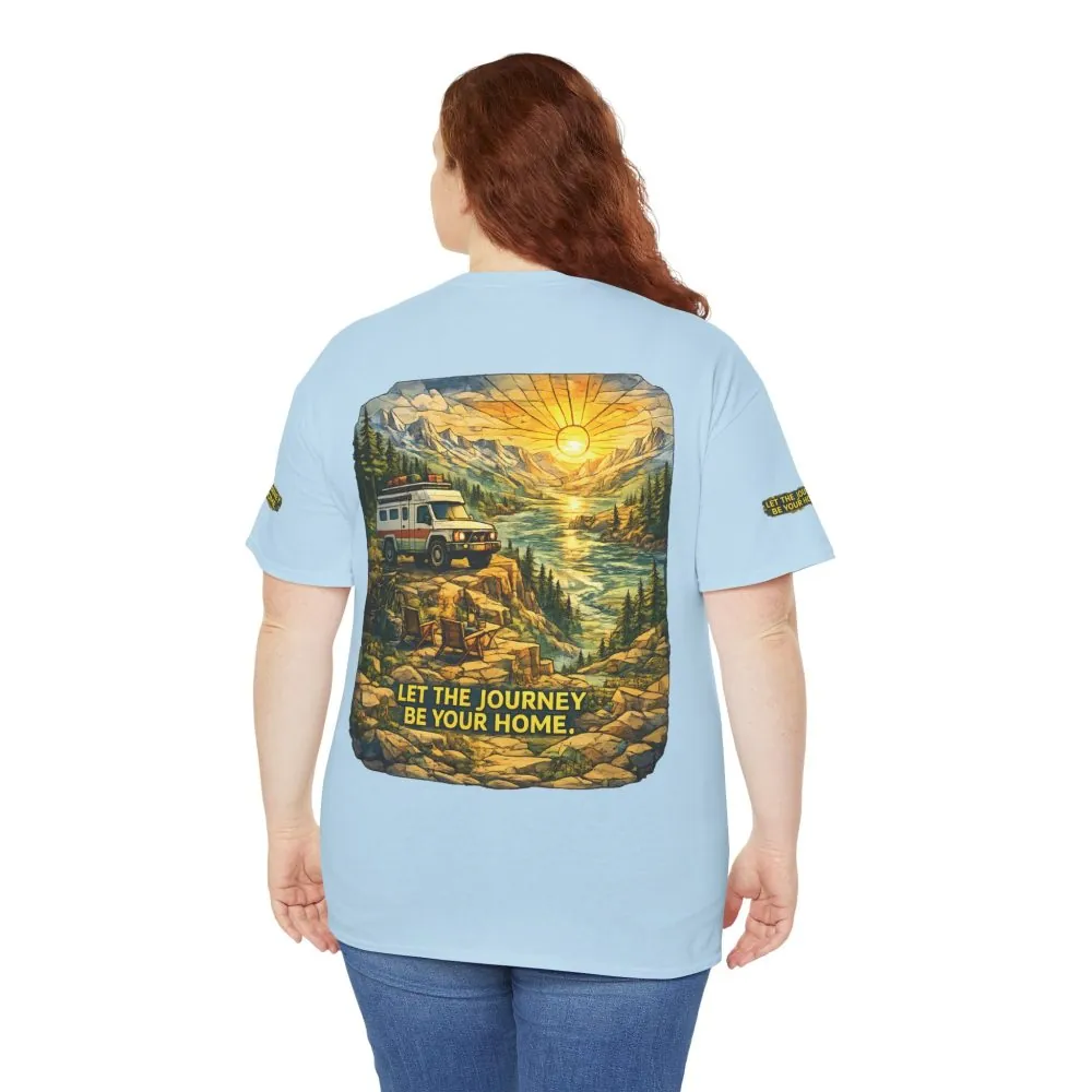 Unisex Heavy Cotton Tee — "Let The Journey Be Your Home" Design Cubic-Line