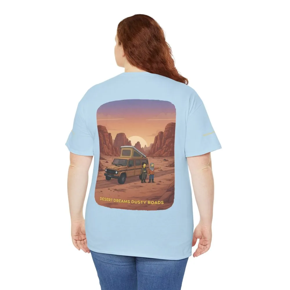 Unisex Heavy Cotton Tee — "Desert Dreams Dusty Roads" Design Sitcom-Line