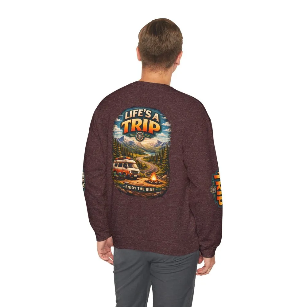 Unisex Heavy Blend™ Crewneck Sweatshirt — "Life s A Trip" Design Scenic-Line