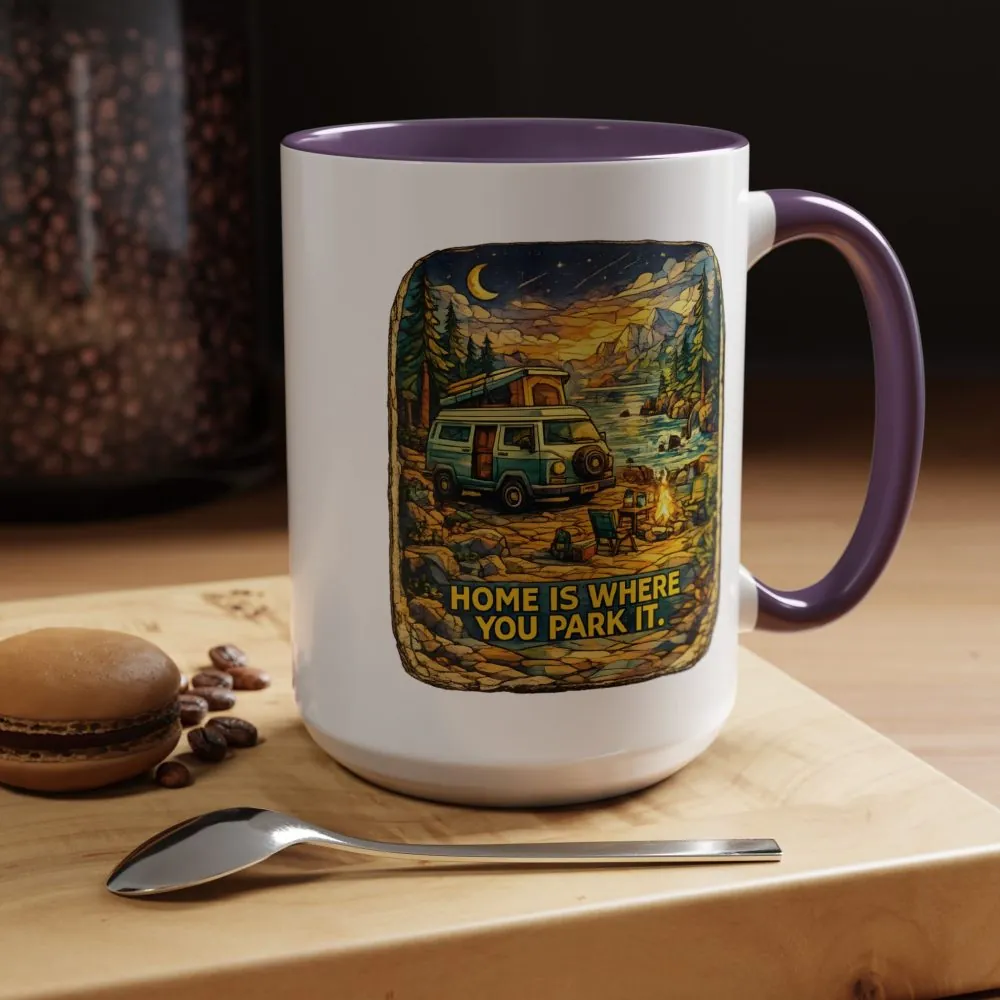 15982919701351650965_2048.jpeg Accent Coffee Mug (11, 15oz) — "Home Is Where You Park It" Design Cubic-Line