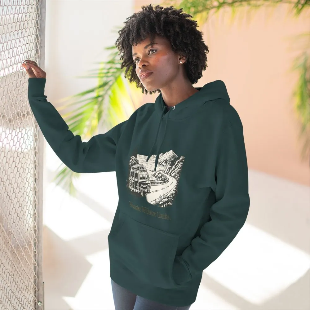 15984496861407516152_2048.jpeg Three-Panel Fleece Hoodie - "Wander Without Limits" Design Minimal-Line