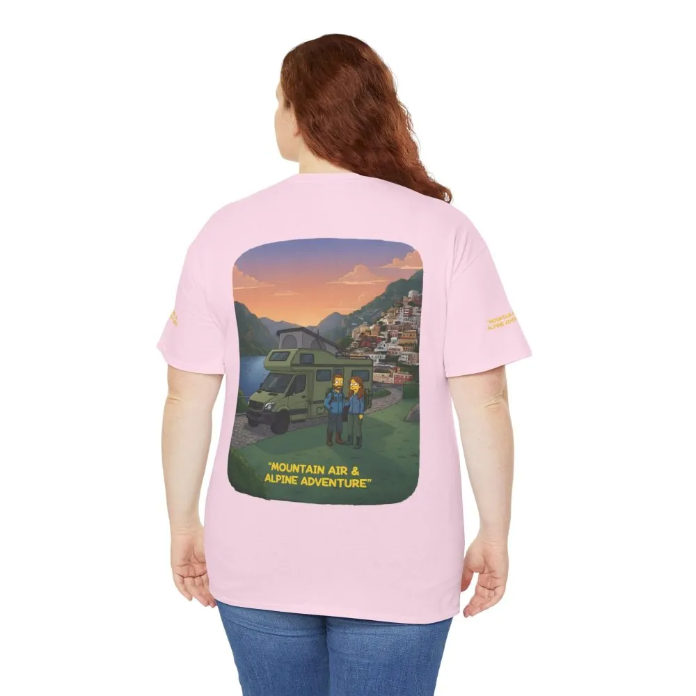 15986217703116249141_2048.jpeg Unisex Heavy Cotton Tee — "Mountain Air And Alpine Adventure" Design Sitcom-Line