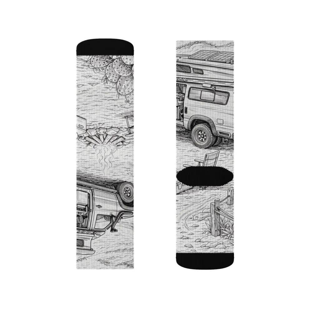 Sublimation Socks — Retro Camper Roadtrip Crew Socks