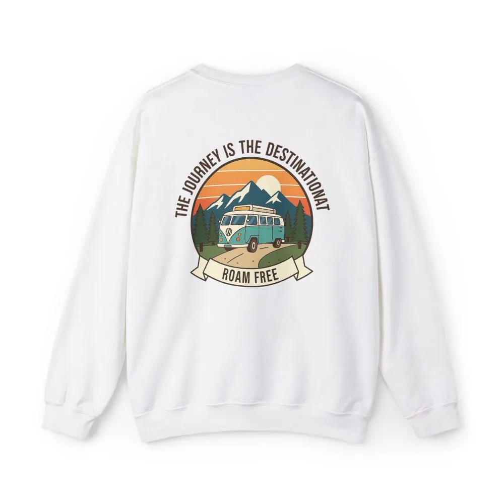 16004368124368296401_2048.jpeg Crewneck Sweatshirt — "The Journey is the destination-Roam Free" Camper Vintage Mountain Adventure Crewneck