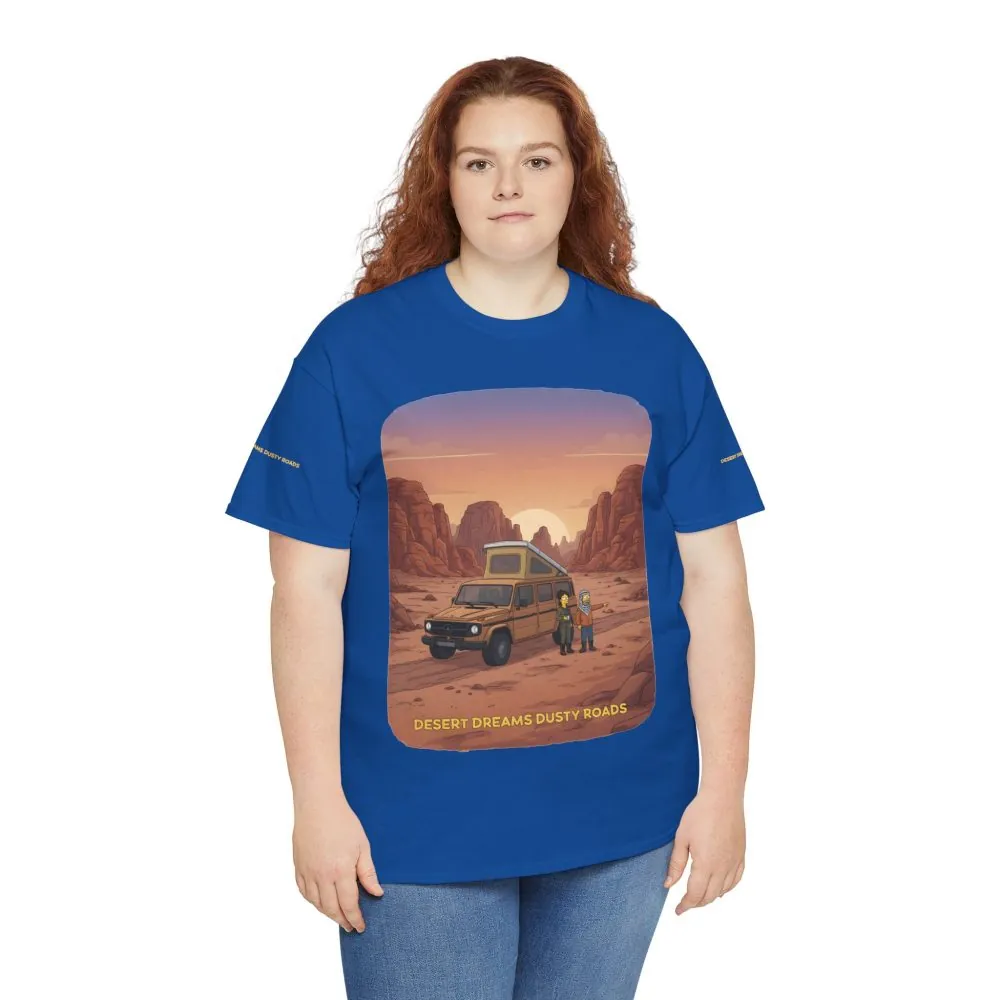 Unisex Heavy Cotton Tee — "Desert Dreams Dusty Roads" Design Sitcom-Line