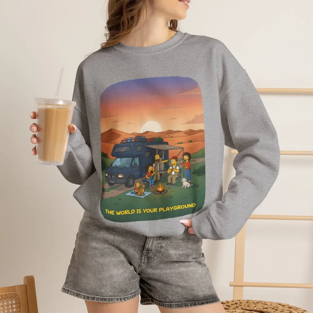 Unisex Heavy Blend™ Crewneck Sweatshirt — "The World Is Your playground" Design Sitcom-Line