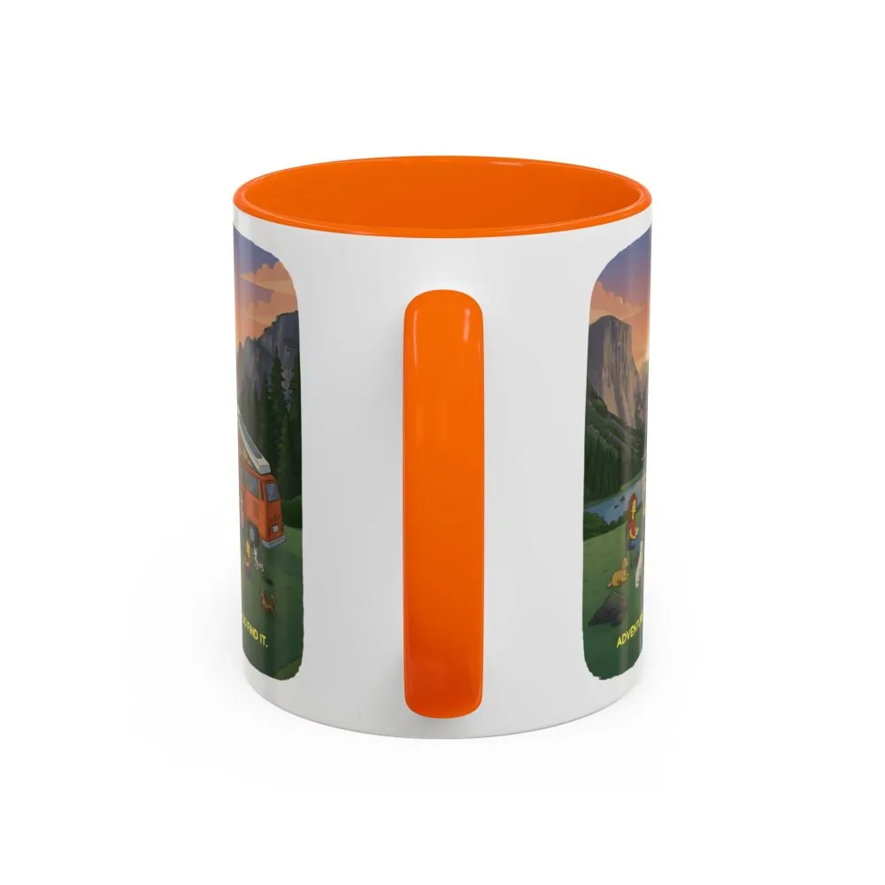 Accent Coffee Mug (11, 15oz) — "Adventure Awaits-Go Find It"" Design Sitcom-Line