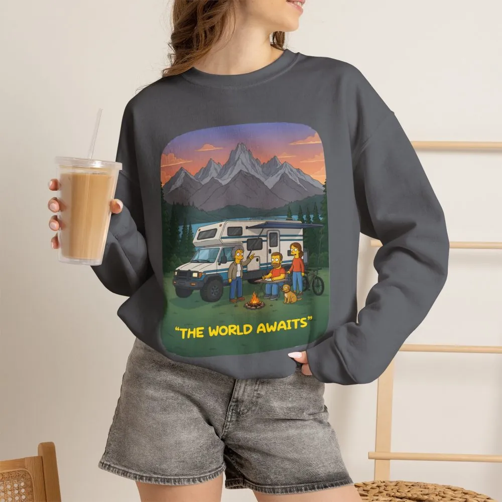 16017619258486910359_2048.jpeg Unisex Heavy Blend™ Crewneck Sweatshirt — "The World Awaits" Design Sitcom-Line