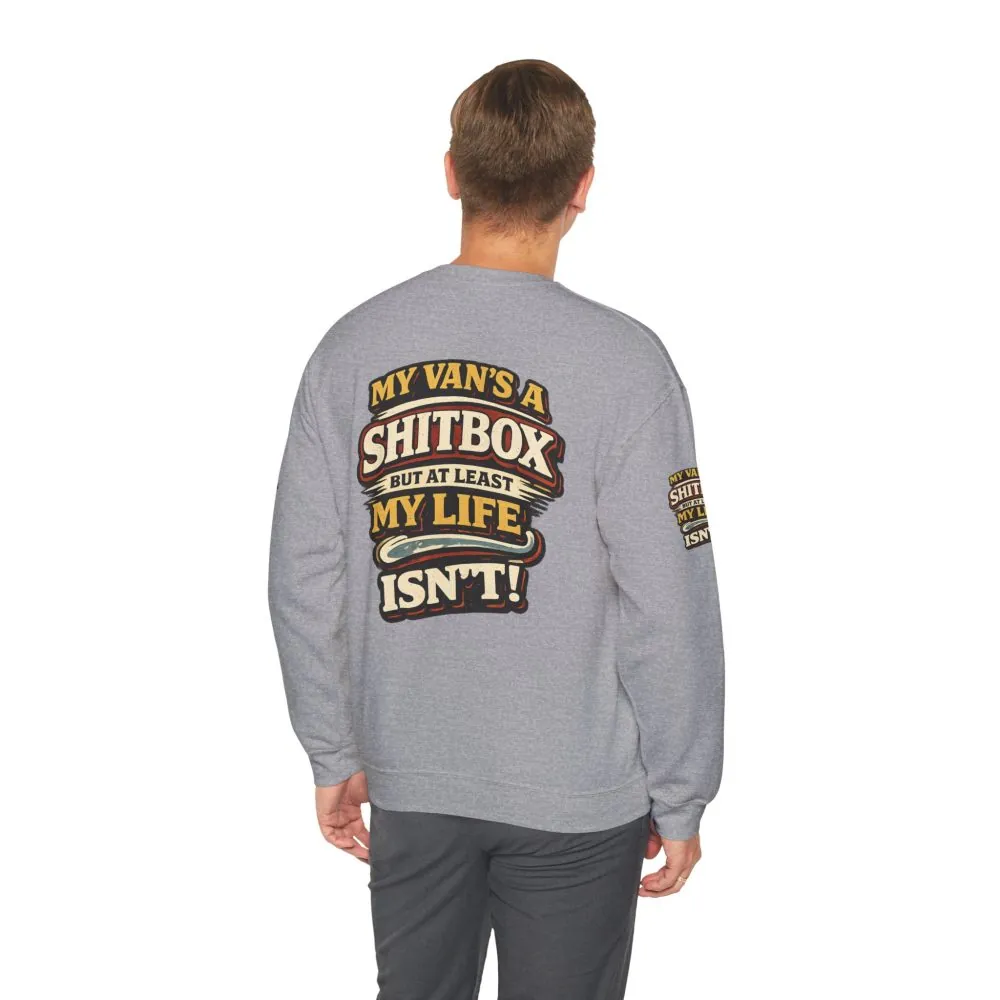 Unisex Heavy Blend™ Crewneck Sweatshirt — "My Van`s A Shitbox" Design F**K-Line