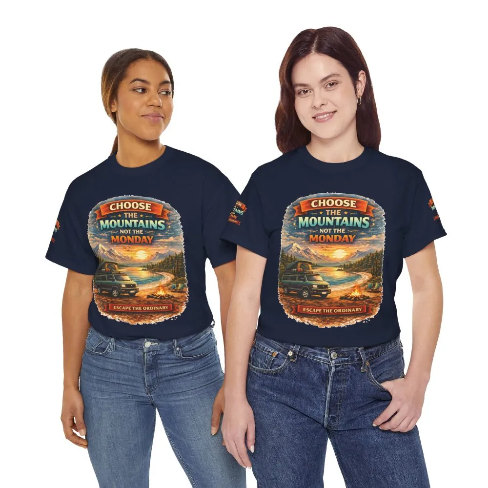 Unisex Heavy Cotton Tee — "Choose The Mountens" Design Scenic-Line