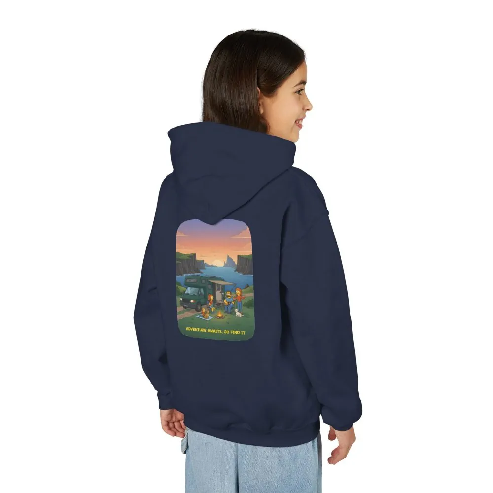 Youth Hoodie(Gildan) – "Adventure Awaits-Go Find It" (Design Sitcom-Line)