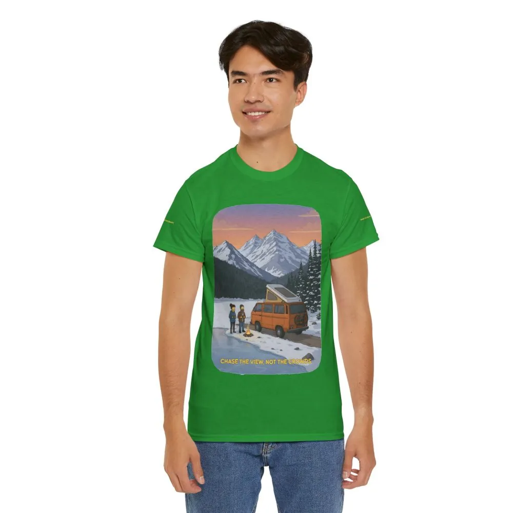 Unisex Heavy Cotton Tee — "Chase The Views-Not The Crowds" Design Sitcom-Line