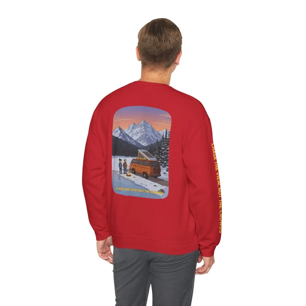 Unisex Heavy Blend™ Crewneck Sweatshirt — "Chase The Views-Not The Crowds"" Design Sitcom-Line