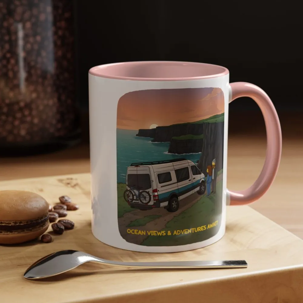Accent Coffee Mug (11, 15oz) — "Ocean Views-Adventures Awaits" Design Sitcom-Line