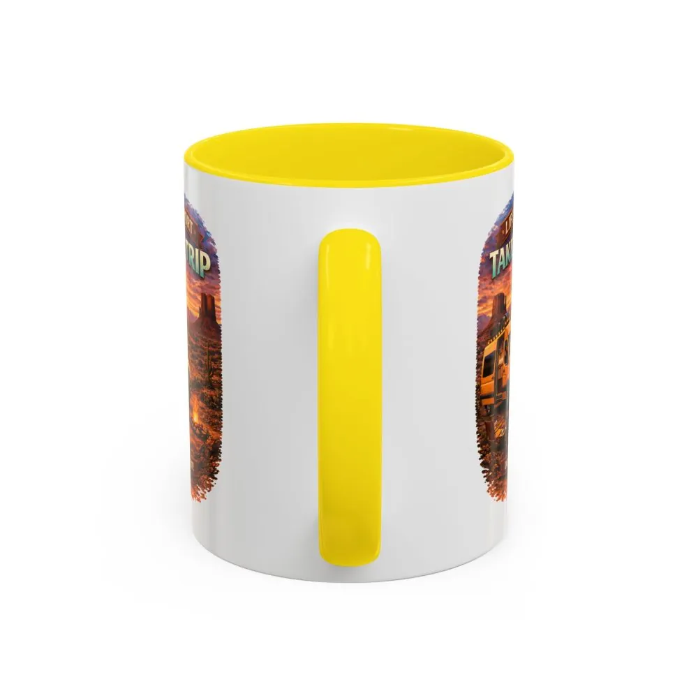 Accent Coffee Mug (11, 15oz) — "Live Is Short Take The Trip" Design Scenic-Line